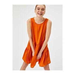 Koton Women's Orange Sleeveless Dress Crew Neck