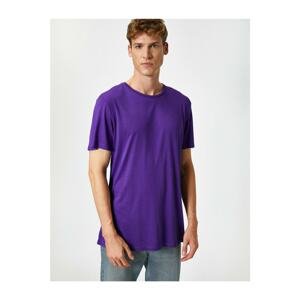 Koton Men's Purple Short Sleeve Crew Neck Basic T-Shirt