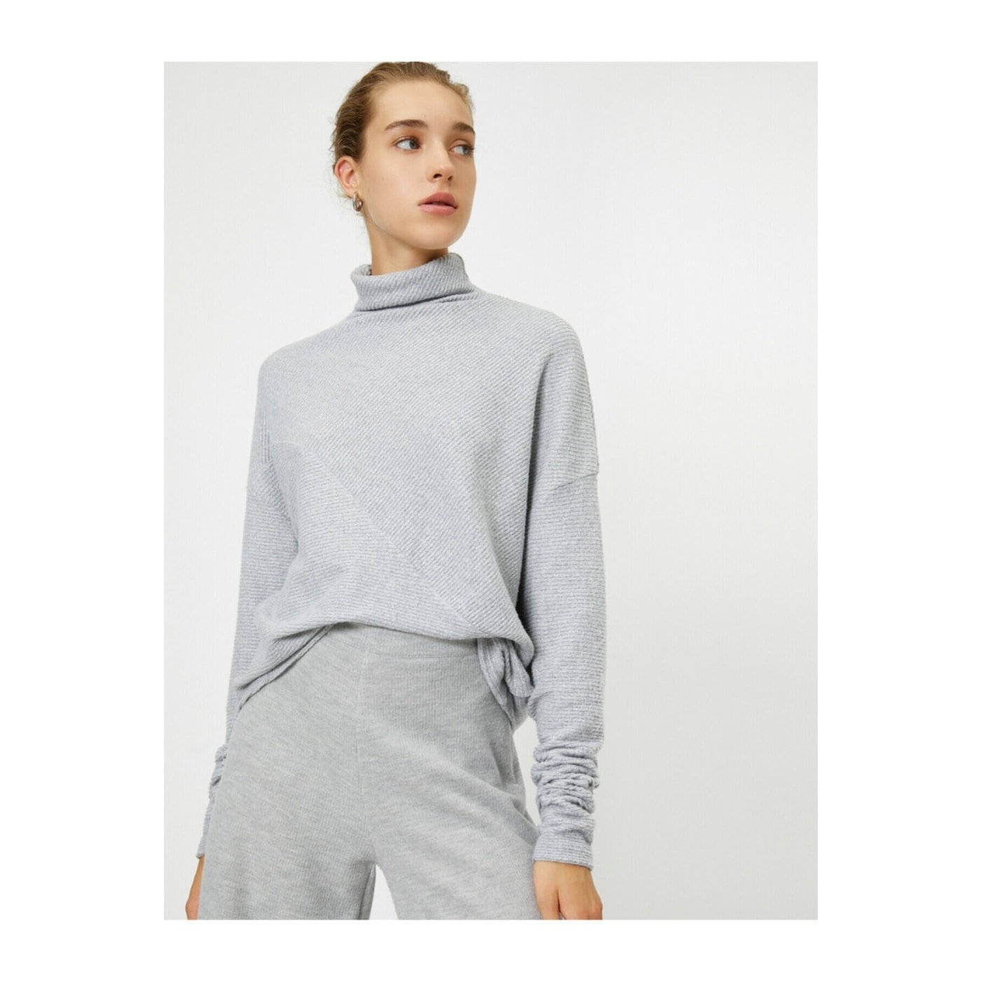 Koton Women's Gray Turtleneck Long Sleeve Sweater