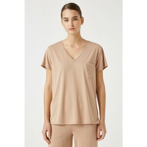 Koton Women's Brown Short Sleeve Pajamas Top