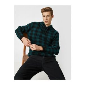 Koton Checked Long Sleeve Long Sleeve Knitwear Sweater With Hood
