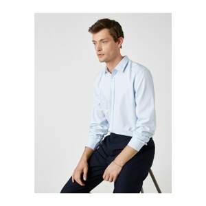 Koton Men's Blue Long Sleeve Basic Shirt