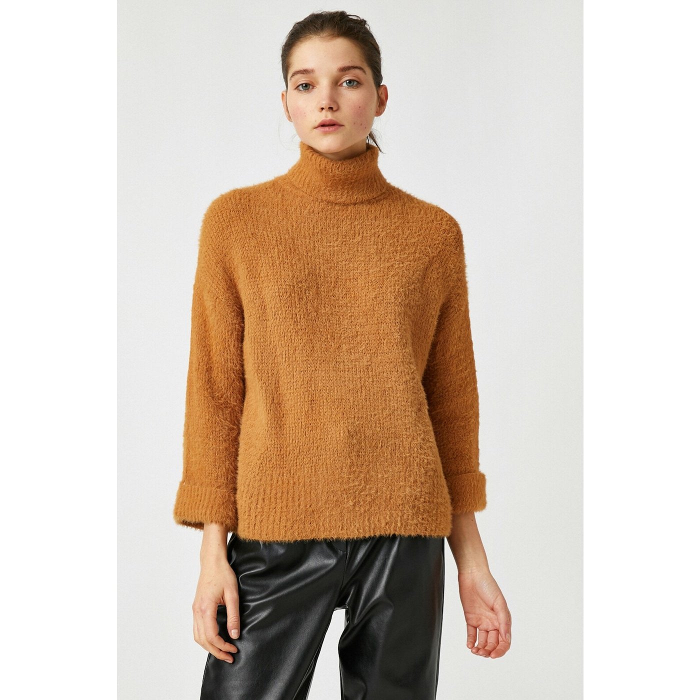 Koton Women Brown Turtleneck Sweater