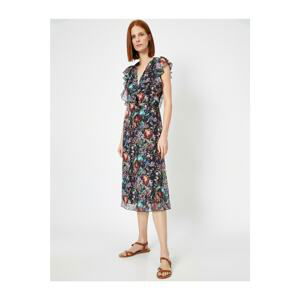 Koton Floral Patterned Ruffle Over-the-knee Dress