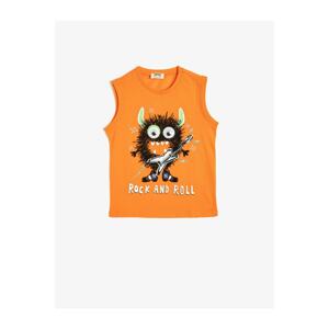 Koton Boy Orange Printed Crew Neck Undershirt