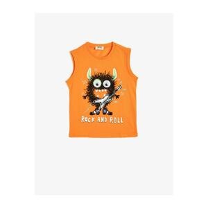 Koton Boy Orange Printed Crew Neck Undershirt