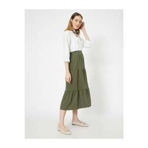 Koton Women's Green Button Detail Midi Skirt