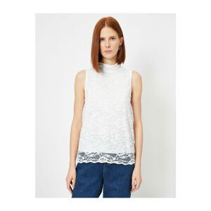 Koton Women's White Lace Detail T-shirt