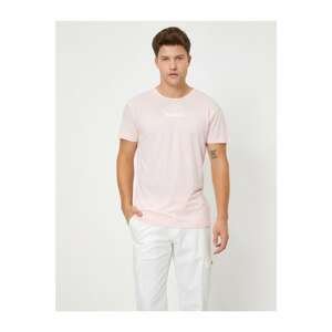 Koton Men's Pink Letter Printed T-shirt