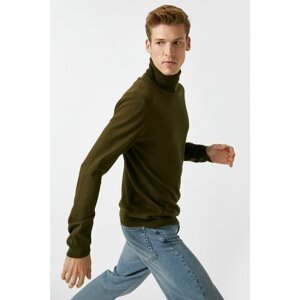 Koton Men's Green Turtleneck Long Sleeve Slim Fit Sweater