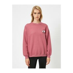 Koton Women's Pink Crew Neck Animal Print Long Sleeve Sweatshirt
