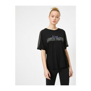 Koton Women Black Letter Printed T-Shirt