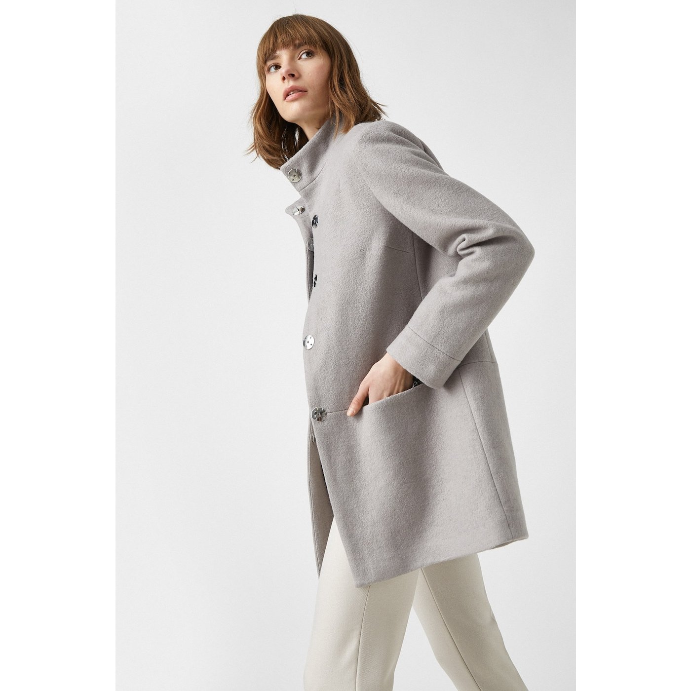 Koton Buttoned Wool Coat