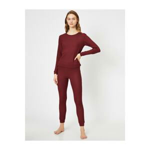 Koton Women's Burgundy Slim Fit Pajamas Bottoms