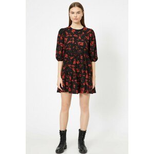 Koton Balloon Sleeve Flower Patterned Dress