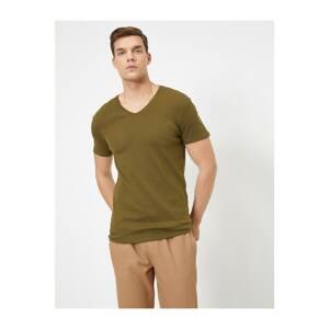 Koton V Neck Lycra Flexible Fabric Slim Fit T-shirt