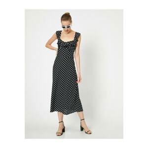 Koton Back Detail Sleeveless Polka Dot Midi Dress