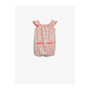 Koton Baby Girl Pink Cherry Jumpsuit Printed Cotton With Pocket