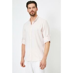 Koton Men's Pink Classic Collar Textured Fabric Regular Fit Casual Shirt