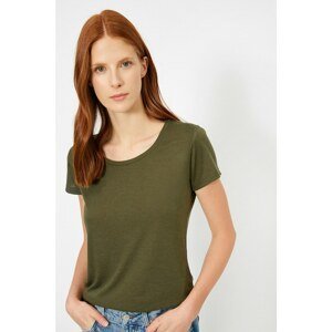 Koton Women's Green Hollow Neck T-Shirt
