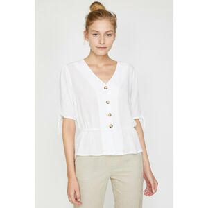 Koton Women Ecru Button Detail Blouse