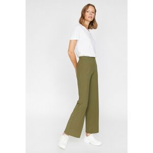 Koton Women Green Normal Waist Wide Leg Trousers