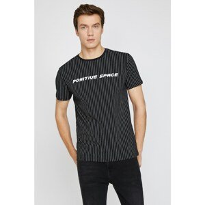 Koton Men's Black Letter Printed T-Shirt
