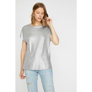 Koton Women's Gray Glitter Detailed T-Shirt