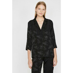 Koton Women's Black Patterned Pajamas Top