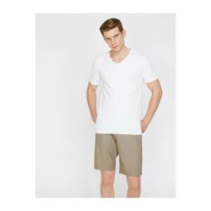 Koton Men's White V Neck T-Shirt