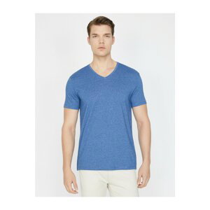 Koton Men's Blue V Neck T-Shirt
