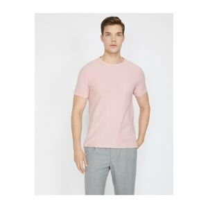 Koton Men's Pink Crew Neck Short Sleeve T-Shirt