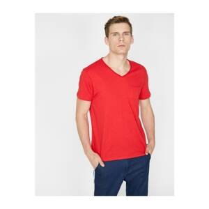 Koton Men's Red Pocket Detail T-Shirt