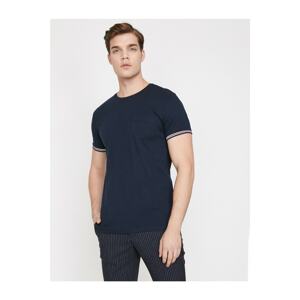 Koton Men's Navy Blue Crew Neck Short Sleeve Pocket Detailed T-Shirt