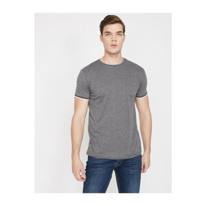 Koton Men's Gray Crew Neck Short Sleeve Pocket Detailed T-Shirt