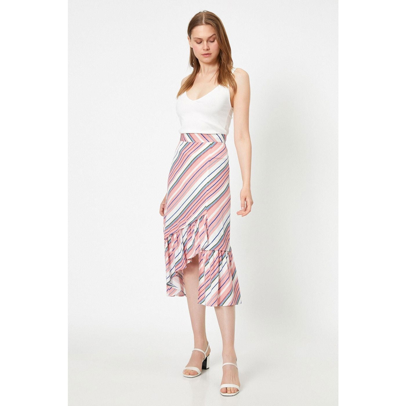 Koton Women's Blue Striped Skirt