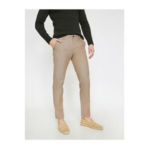 Koton Men's Brown Normal Waist Slim Fit Pocket Detailed Trousers