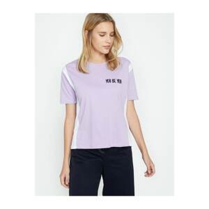 Koton Women's Purple Embroidered T-shirt