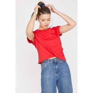 Koton Women's Red Crew Neck T-Shirt