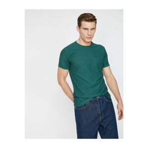 Koton Men's Green Crew Neck Short Sleeve T-Shirt