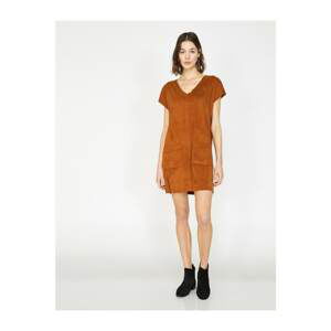 Koton Women's Brown Suede Look Dress