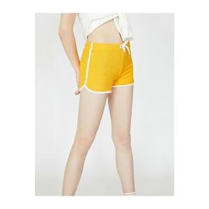 Koton Women's Yellow Waist Tie Shorts