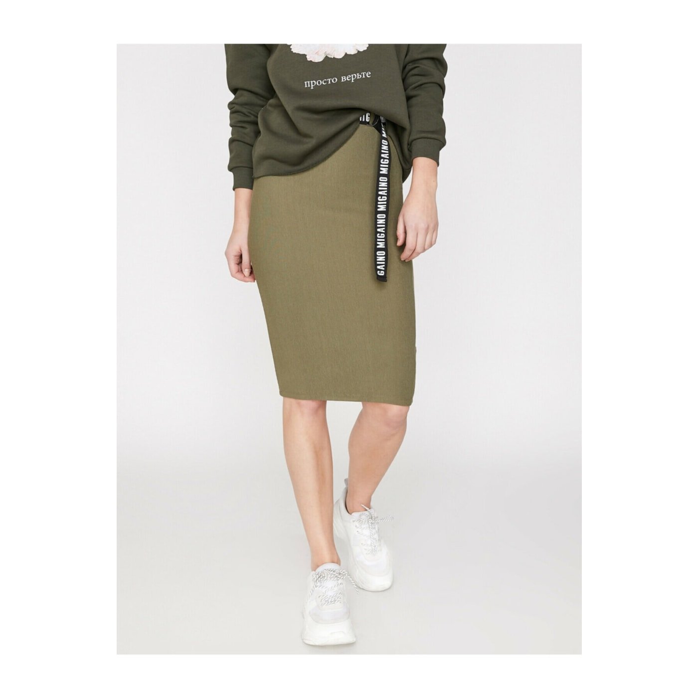 Koton Women's Green Slim Fit Skirt