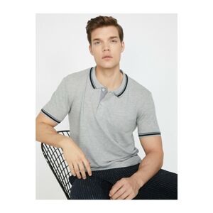 Koton Men's Gray Short Sleeve Polo Neck T-Shirt