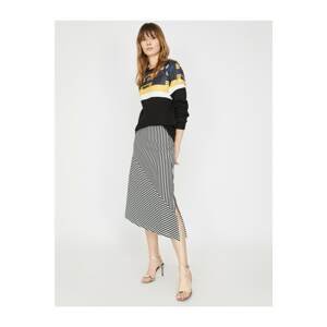 Koton Women Black Normal Waist Midi Striped Skirt