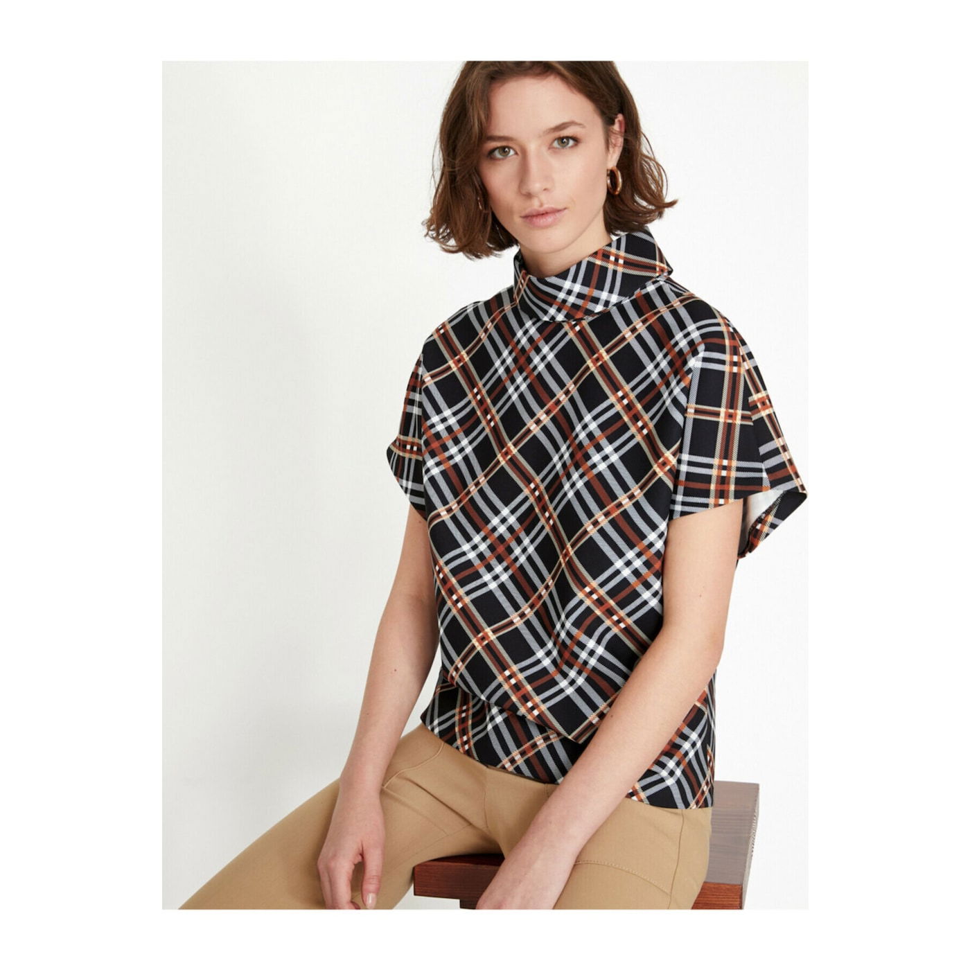 Koton Women Black Plaid Blouse