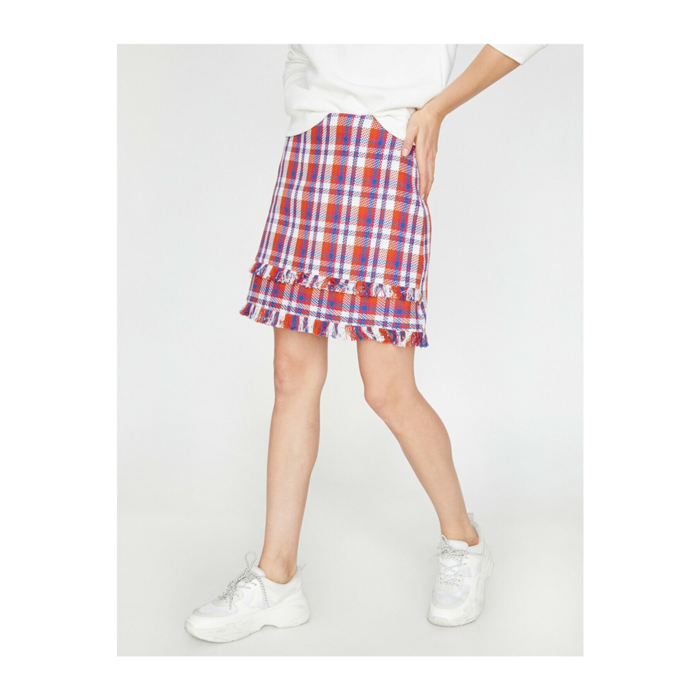 Koton Women Red Checkered Skirt