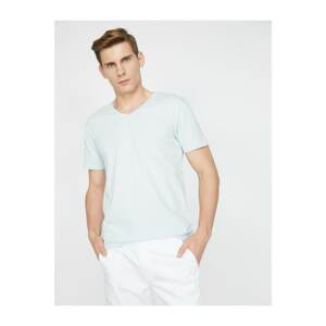 Koton Men's Blue V Neck T-Shirt