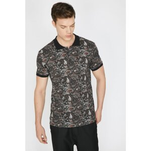 Koton Men's Brown Patterned Short Sleeve Polo Neck T-Shirt