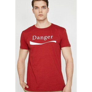 Koton Men's Red Crew Neck Short Sleeve T-Shirt